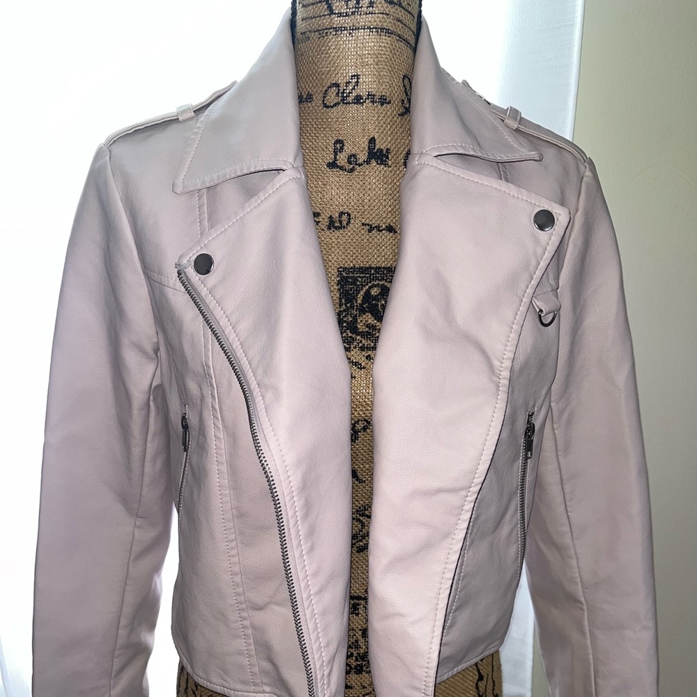 Misguided light pink leather jacket